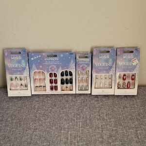 5 Kiss & imPRESS Holiday Nail Sets New Christmas Glue On Press On 🎄❄️⛄️